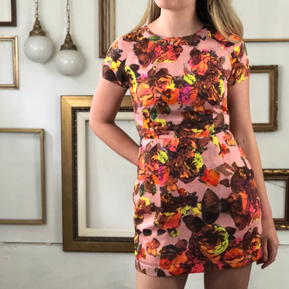 Floral TopShop Cut Out Back Dress